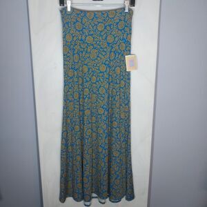 LuLaRoe Maxi Skirt XS Blue Gold Floral Print NWT Strapless Tube Dress Stretch
